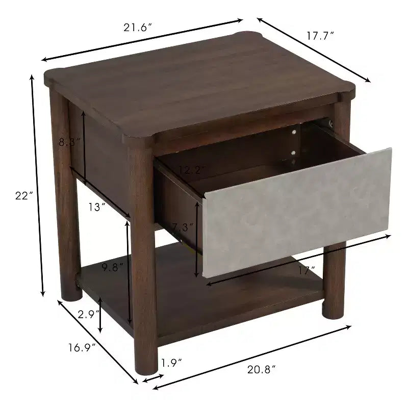 Christopher Knight Home Eliana Lit Plateforme en Bois 3 Pièces Style Mid-Century Moderne avec Tête de Lit et Tables de Chevet