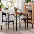 Costway 3 PCS Dining Table Set with Upholstered Seats Padded Backrests Metal Legs