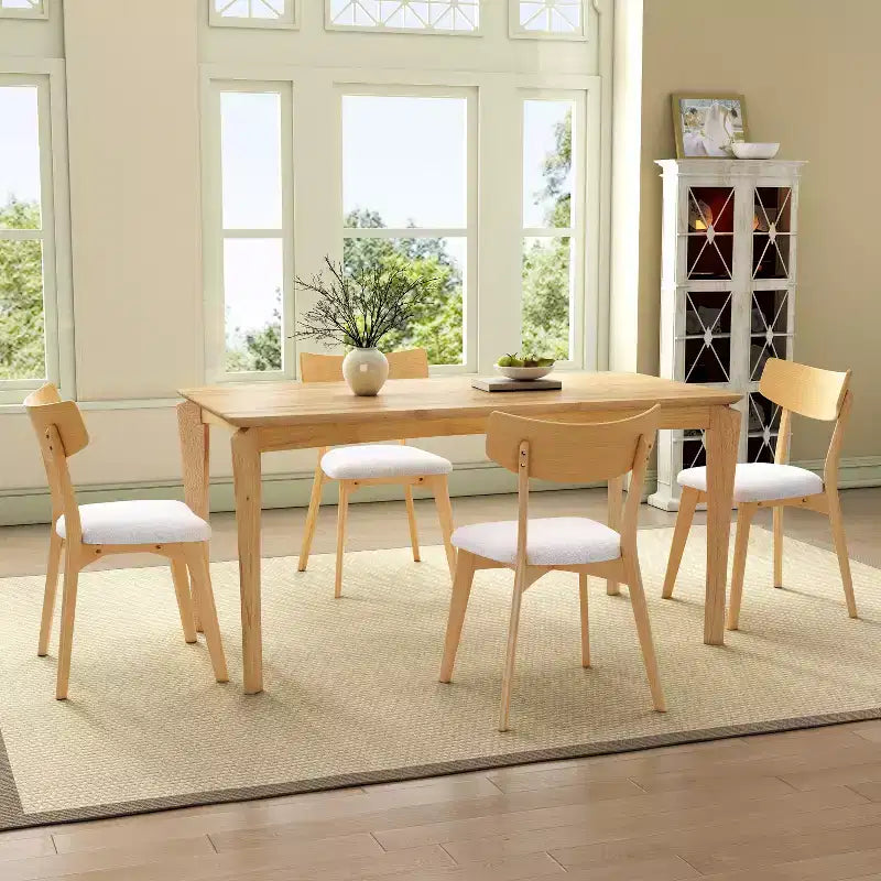 Christopher Knight Home Adrian Ensemble de salle à manger 5 pièces en bois de style moderne du milieu du siècle avec chaises rembourrées