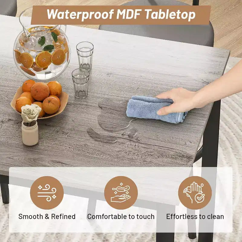Ensemble de salle à manger Zevemomo pour 4, ensemble de table de bar 5 pièces, table haute de hauteur de comptoir avec 4 tabourets rembourrés en PU, pour petit espace, gris
