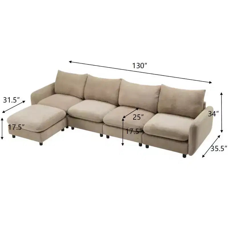 Ensemble de canapé d'angle rembourré moderne en forme de L, 5 pièces, Christopher Knight Home Acker