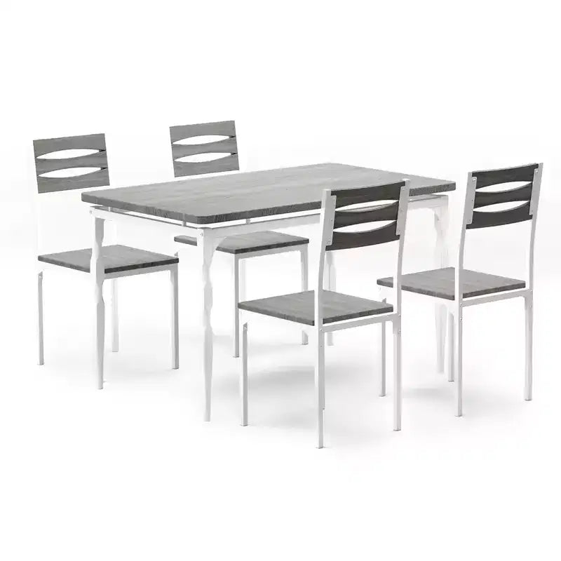 Ensemble de salle à manger 5 pièces pour 4 personnes, ensemble de table de cuisine de 109 cm avec pieds en spirale, table et chaises de cuisine rectangulaires en bois, table de petit-déjeuner peu encombrante