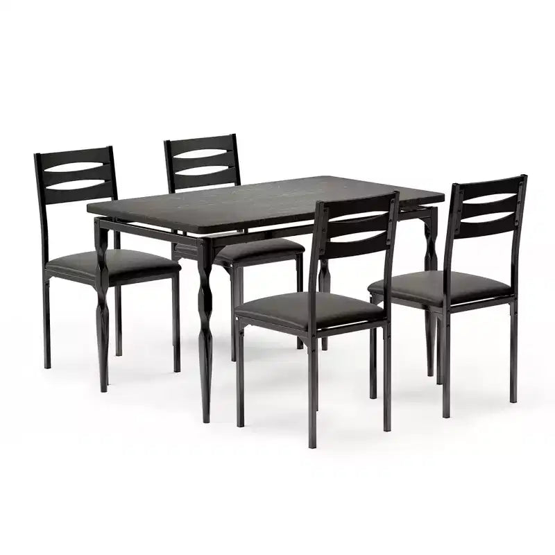 Ensemble de salle à manger 5 pièces pour 4 personnes, ensemble de table de cuisine de 109 cm avec pieds en spirale, table et chaises de cuisine rectangulaires en bois, table de petit-déjeuner peu encombrante
