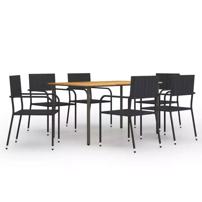 vidaXL Ensemble de salle à manger d'extérieur Table et chaises Meubles en résine tressée Noir 6 pièces
