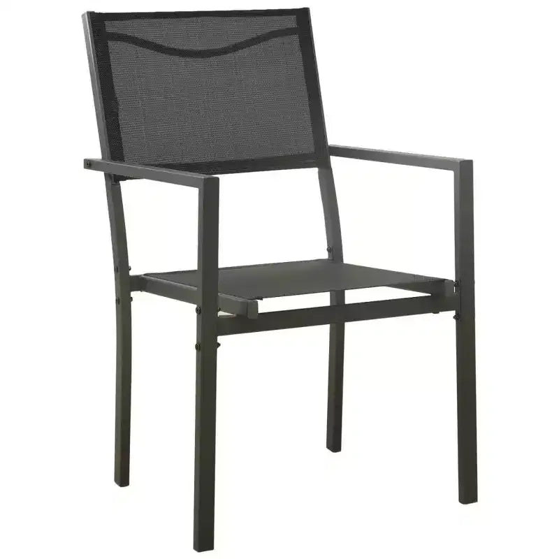 vidaXL Salon de jardin 5 pièces avec table et chaises de conversation, en acier, noir