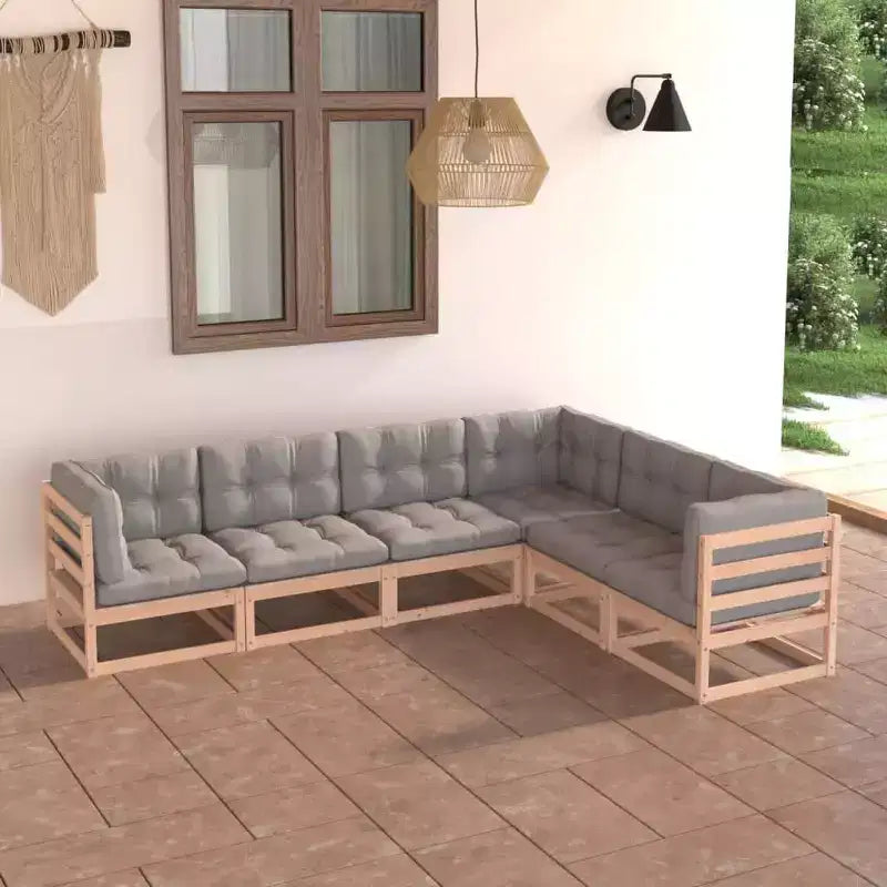 vidaXL Salon de jardin en bois naturel et gris