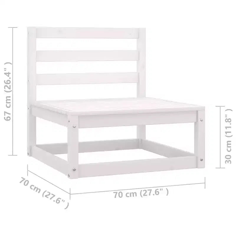 vidaXL Salon de jardin 10 pièces Canapé d'angle d'extérieur Bois de pin massif - Blanc avec coussins