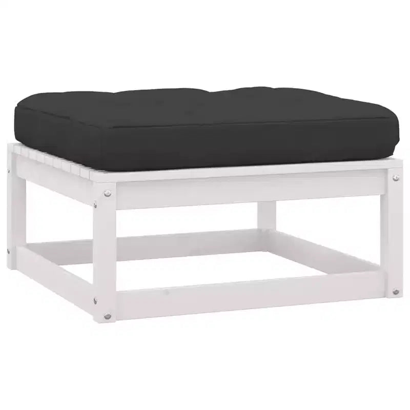 vidaXL Salon de jardin 10 pièces Canapé d'angle d'extérieur Bois de pin massif - Blanc avec coussins