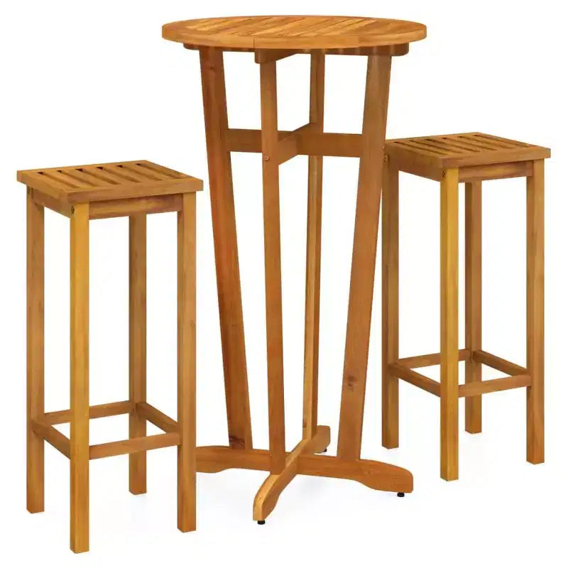 vidaXL Ensemble de salle à manger de patio en bois d'acacia massif - Meubles d'extérieur 3 pièces avec plateau de table robuste et sièges confortables