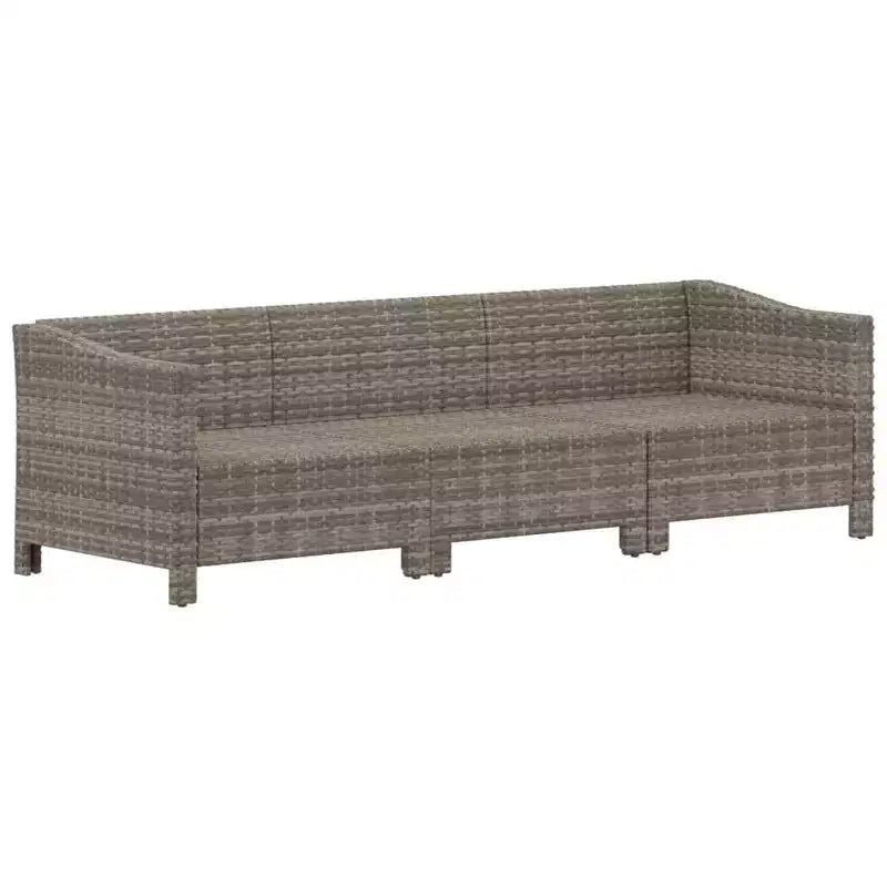 vidaXL Salon de jardin 3 pièces avec coussins en résine tressée gris
