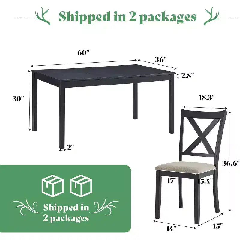 AMERLIFE Ensemble de salle à manger 7 pièces de style ferme, table de 152 cm peu encombrante avec 6 chaises pour salle à manger, cuisine