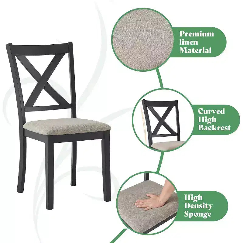 AMERLIFE Ensemble de salle à manger 7 pièces de style ferme, table de 152 cm peu encombrante avec 6 chaises pour salle à manger, cuisine