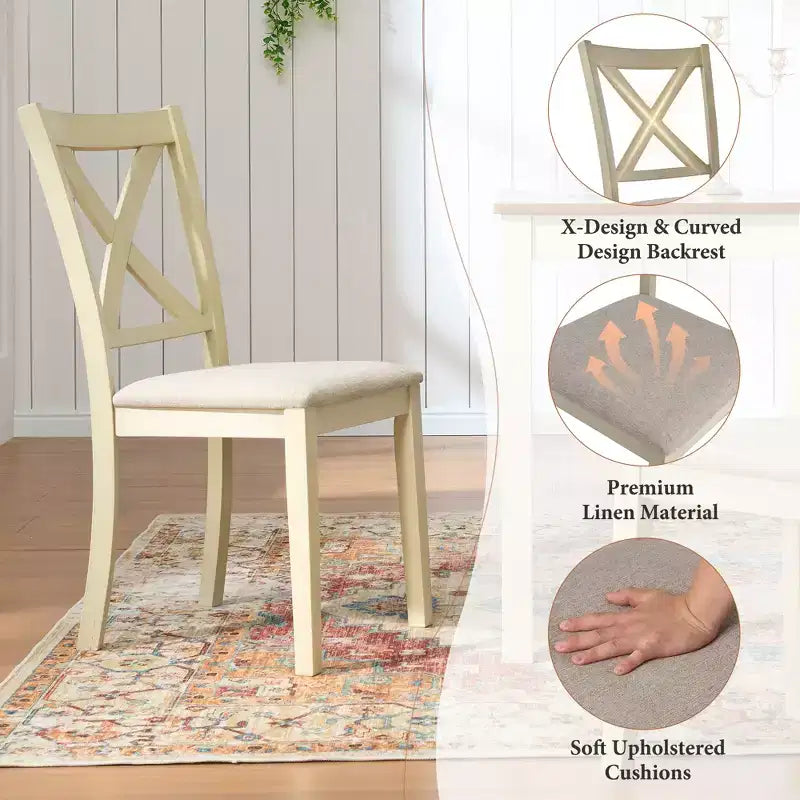 AMERLIFE Ensemble de salle à manger 7 pièces de style ferme, table de 152 cm peu encombrante avec 6 chaises pour salle à manger, cuisine