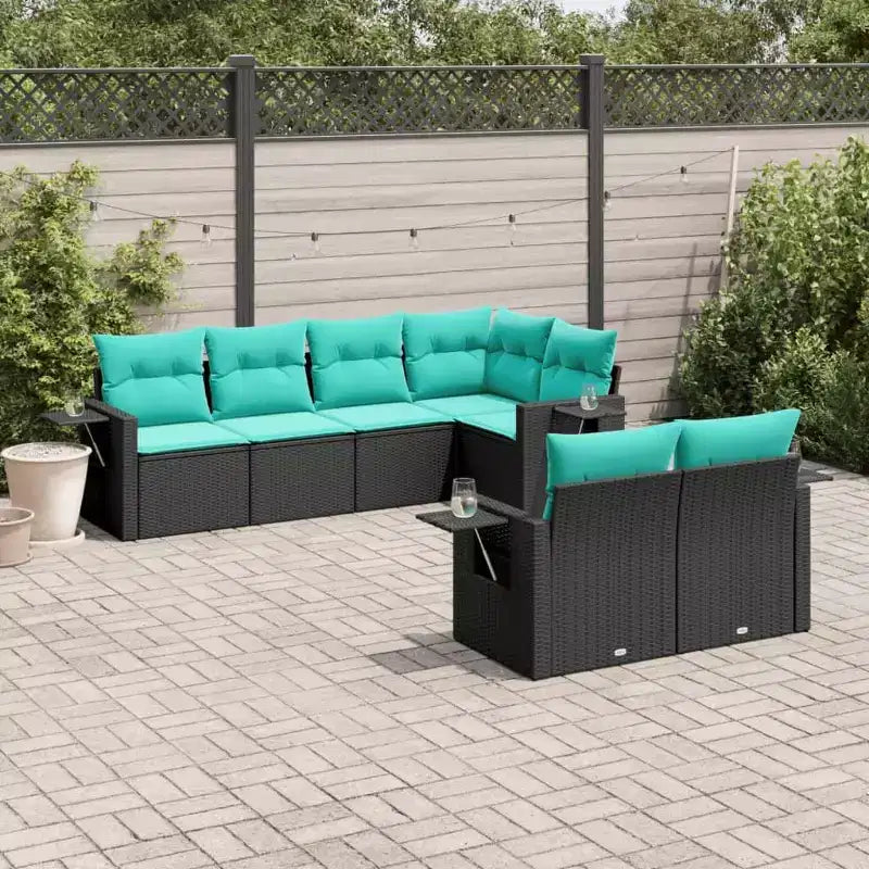 vidaXL Salon de jardin - Noir et bleu
