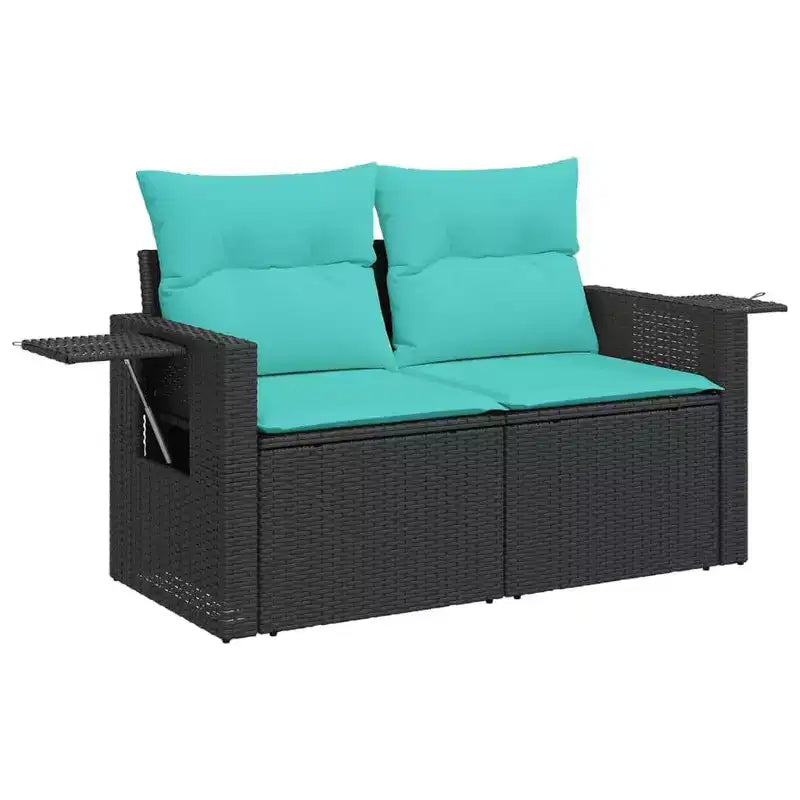 vidaXL Salon de jardin - Noir et bleu