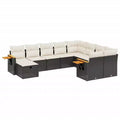 vidaXL Garden Sofa Set Black PE rattan 10 Piece Adjustable Feet