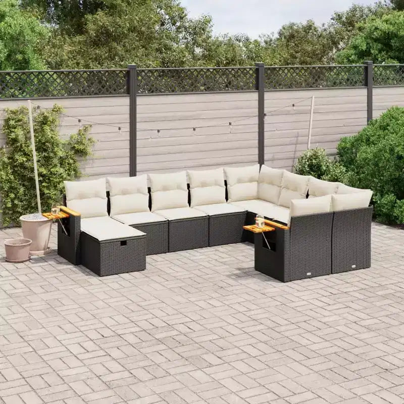 vidaXL Ensemble de canapés de jardin en résine tressée noir 10 pièces Pieds réglables