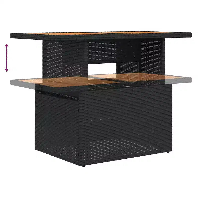 vidaXL Salon de jardin noir en résine tressée 7 pièces avec accoudoirs réglables