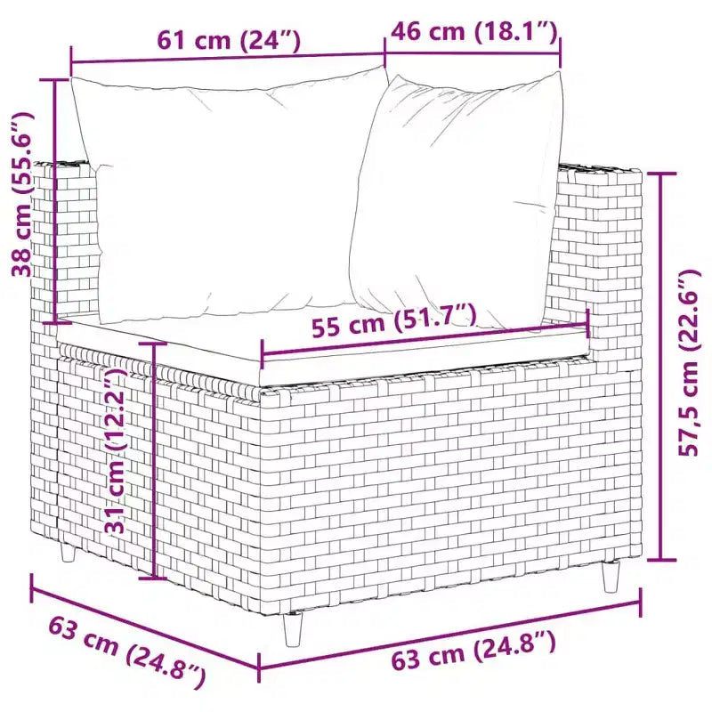 vidaXL - Salon de jardin 5 pièces avec coussins noirs - Rotin PE, cadre en acier, table basse en verre trempé - pour jardin, terrasse, patio
