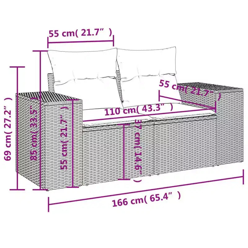 vidaXL Salon de jardin avec coussins - 5 pièces en résine tressée noire pour jardin, terrasse et arrière-cour