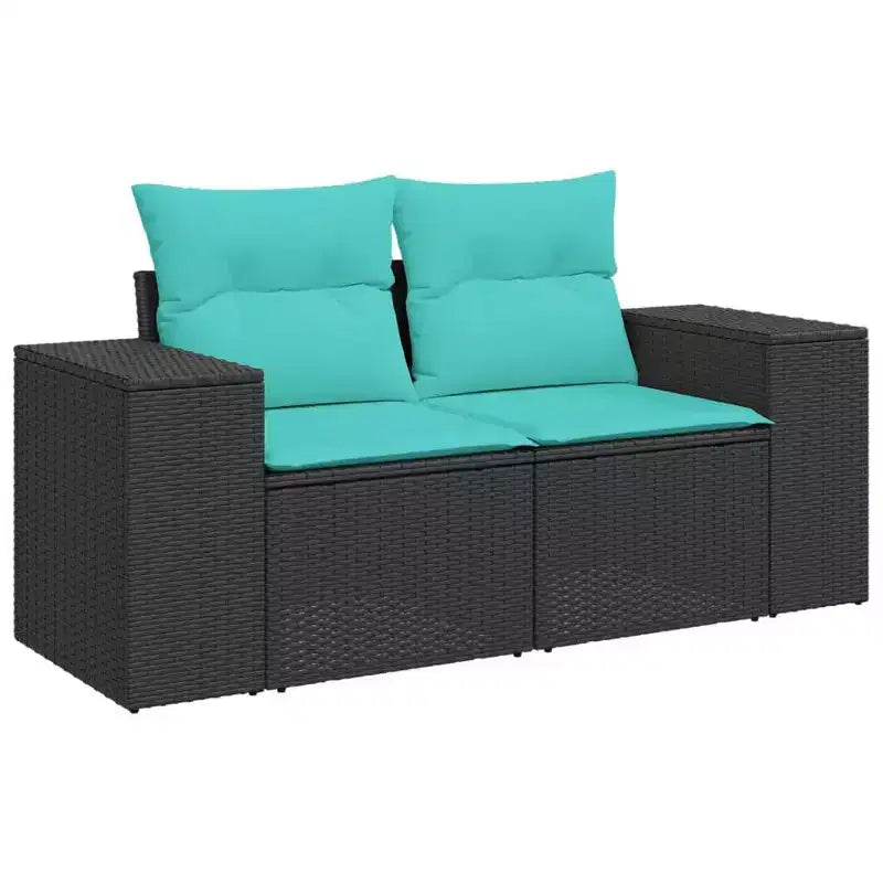 vidaXL Salon de jardin avec coussins - 5 pièces en résine tressée noire pour jardin, terrasse et arrière-cour