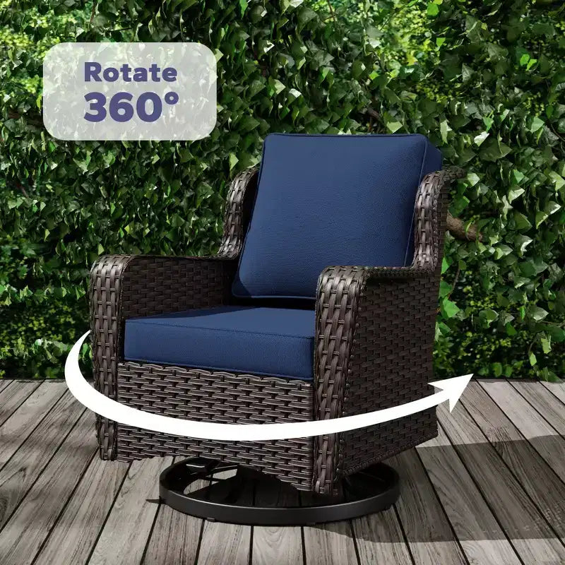UPTIOT Ensemble de 3 Chaises Pivotantes de Patio en Rotin