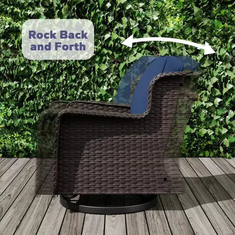 UPTIOT Ensemble de 3 Chaises Pivotantes de Patio en Rotin