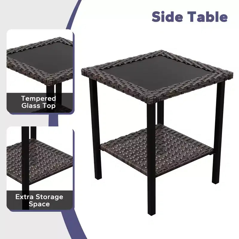 UPTIOT Ensemble de 3 Chaises Pivotantes de Patio en Rotin
