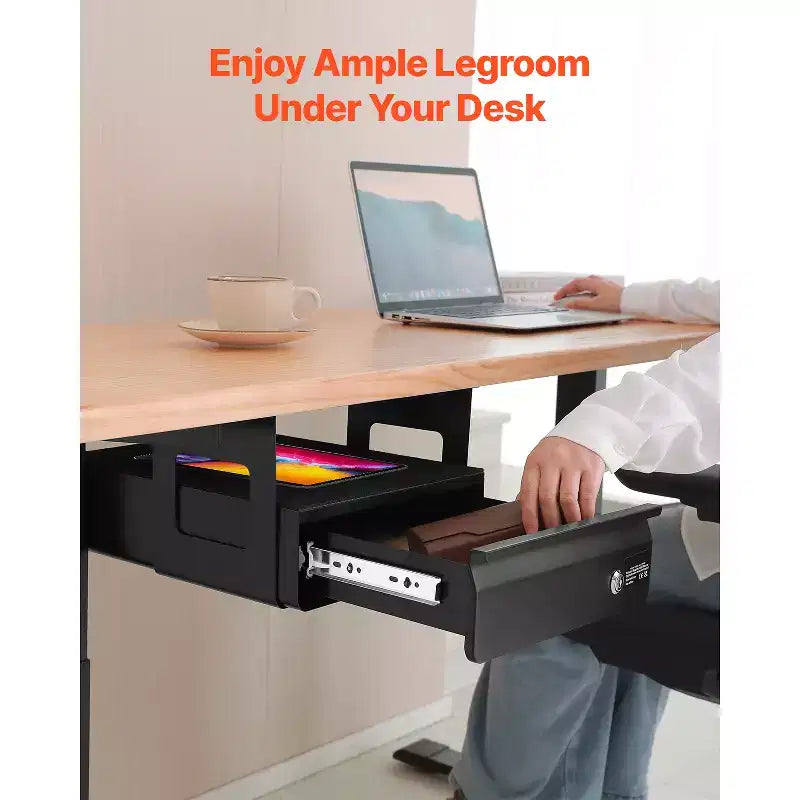 Tiroir coulissant sous bureau de 13 po de large, fixation de tiroir coulissant sous bureau, organisateur de rangement de bureau caché, 14x13x7 po, noir