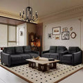 PexFix Modern Velvet Upholstered 3 Set Sectional Couches 3-Seater Sofa Loveseat and Single Chair with Solid Wood Frame for Living Room Apartment Black