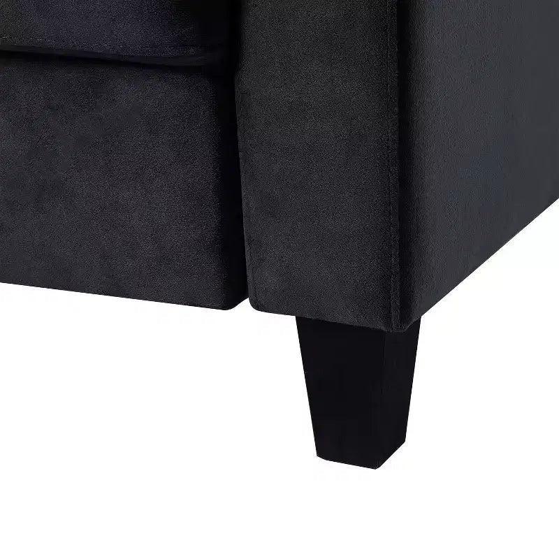 Canapés modulaires modernes PexFix 3 places, causeuse et fauteuil simple en velours avec cadre en bois massif pour salon, appartement, noir