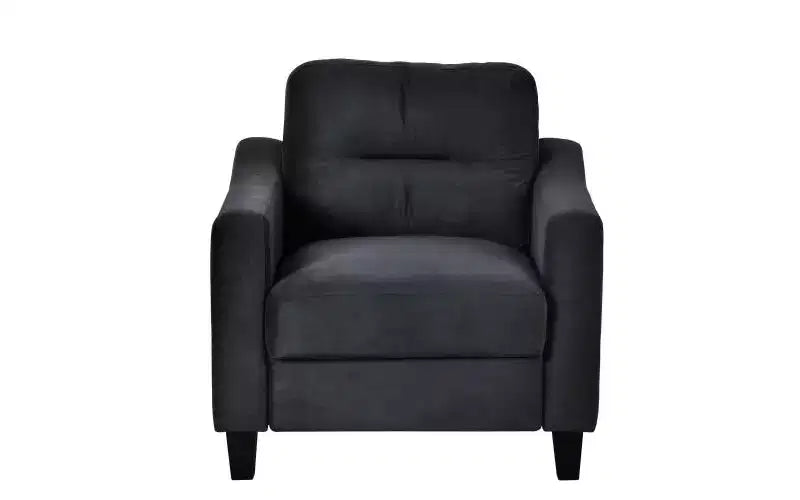 Canapés modulaires modernes PexFix 3 places, causeuse et fauteuil simple en velours avec cadre en bois massif pour salon, appartement, noir