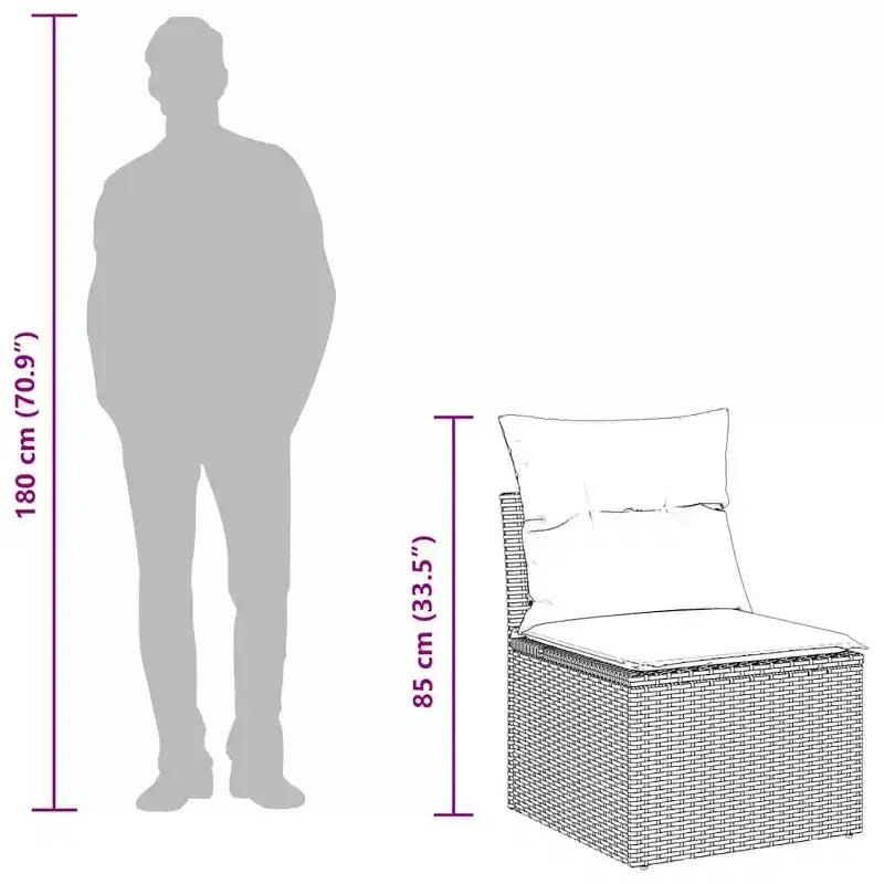 vidaXL Salon de jardin noir en résine tressée Canapé de jardin modulable de taille moyenne