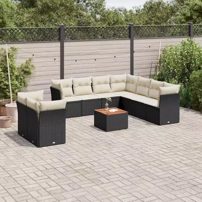 vidaXL Salon de jardin noir en résine tressée Canapé de jardin modulable de taille moyenne