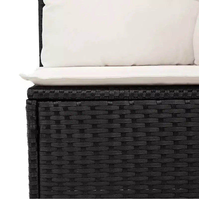 vidaXL Salon de jardin noir en résine tressée Canapé de jardin modulable de taille moyenne