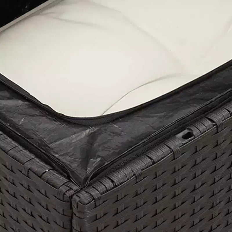 vidaXL Salon de jardin noir en résine tressée Canapé de jardin modulable de taille moyenne