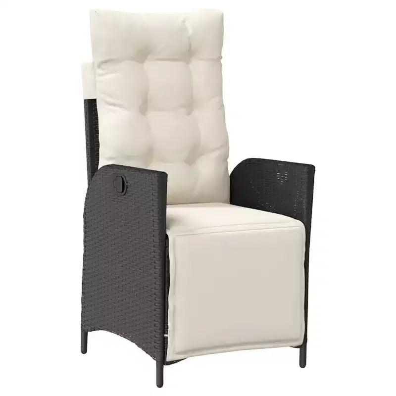 vidaXL Ensemble de salle à manger d'extérieur 5 pièces avec coussins - Chaises inclinables réglables et table relevable, rotin synthétique noir, mobilier d'extérieur résistant aux intempéries