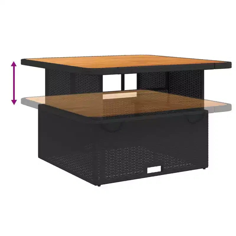 vidaXL Ensemble de salle à manger d'extérieur 5 pièces avec coussins - Chaises inclinables réglables et table relevable, rotin synthétique noir, mobilier d'extérieur résistant aux intempéries