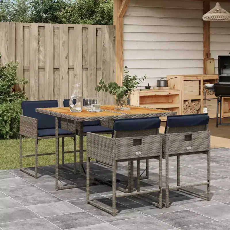 vidaXL Ensemble de salle à manger d'extérieur avec coussins Table et chaises en polyrotin gris