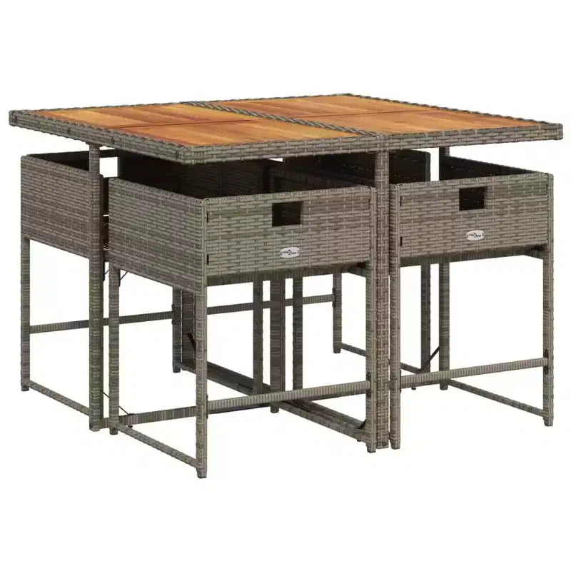 vidaXL Ensemble de salle à manger d'extérieur avec coussins Table et chaises en polyrotin gris