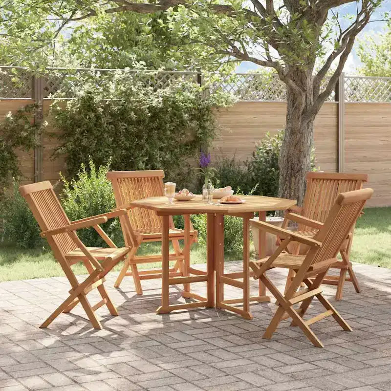 vidaXL Salon de jardin Teck naturel Bois de teck massif Moyen Pliable