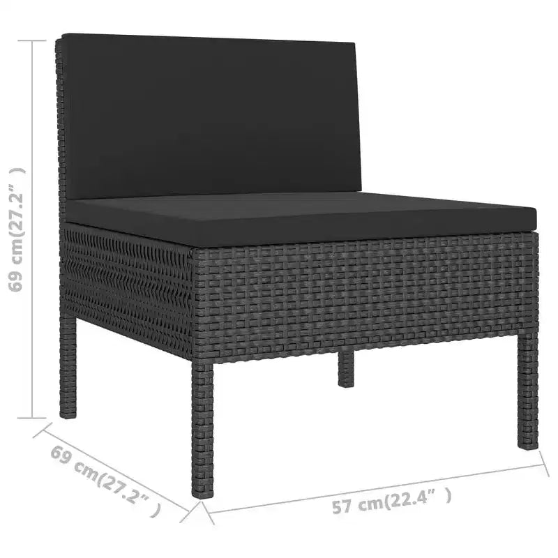 vidaXL Salon de jardin modulable - 8 pièces - Noir - Résine tressée avec coussins - Résistant aux intempéries, robuste et confortable