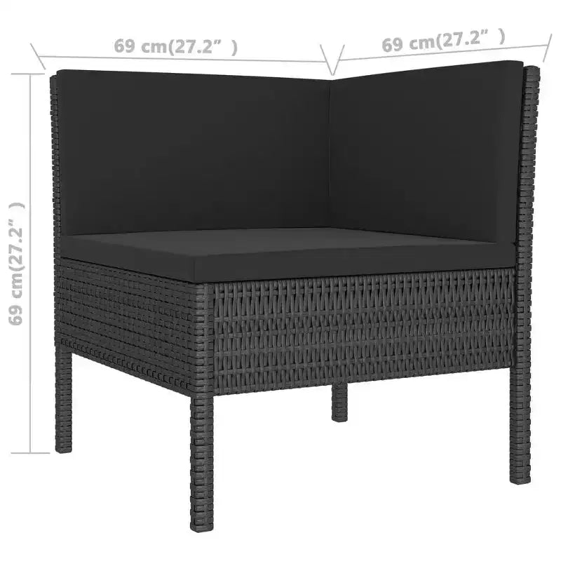 vidaXL Salon de jardin modulable - 8 pièces - Noir - Résine tressée avec coussins - Résistant aux intempéries, robuste et confortable