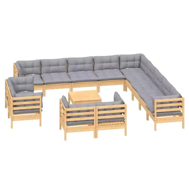 vidaXL Salon de jardin Coussins gris