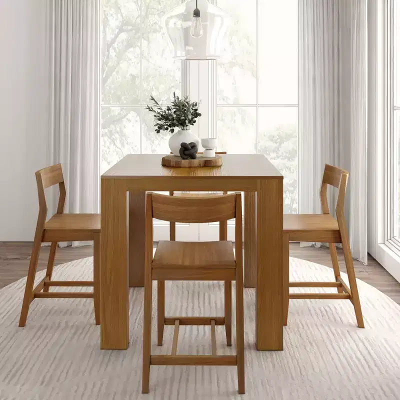 Table haute de comptoir moderne Plank and Beam + 2 chaises de comptoir modernes (paquet de 2)