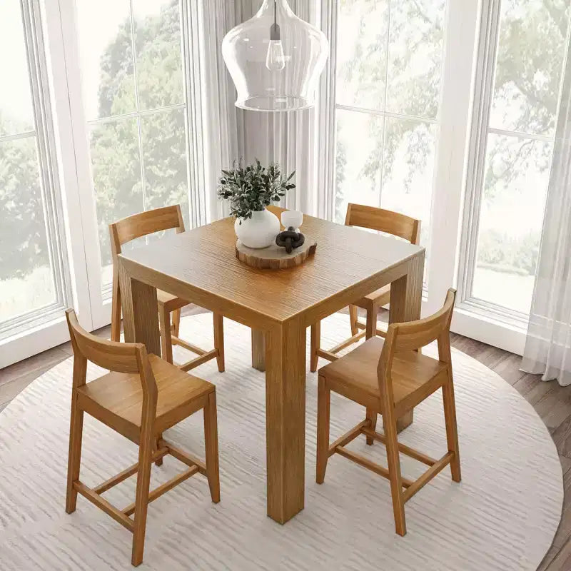Table haute de comptoir moderne Plank and Beam + 2 chaises de comptoir modernes (paquet de 2)