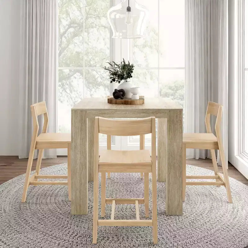Table haute de comptoir moderne Plank and Beam + 2 chaises de comptoir modernes (paquet de 2)