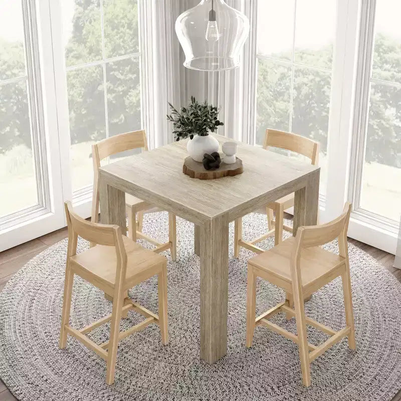 Table haute de comptoir moderne Plank and Beam + 2 chaises de comptoir modernes (paquet de 2)