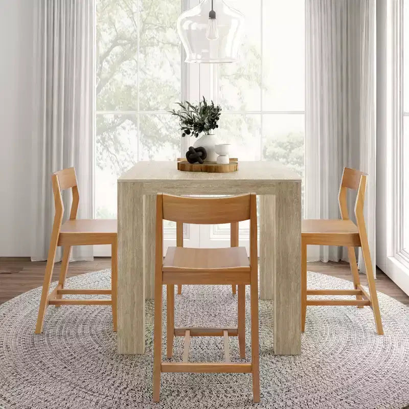 Table haute de comptoir moderne Plank and Beam + 2 chaises de comptoir modernes (paquet de 2)