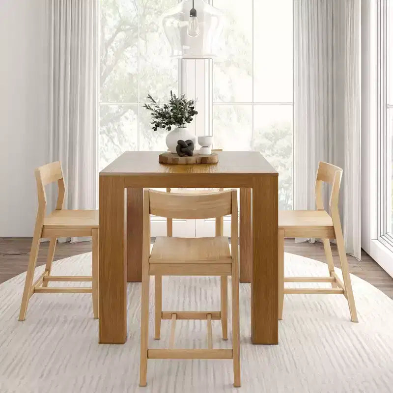 Table haute de comptoir moderne Plank and Beam + 2 chaises de comptoir modernes (paquet de 2)
